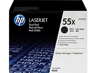 Тонер-картридж черный HP 55X набор из 2-х картриджей LaserJet P3015 , 2х12500 стр.
