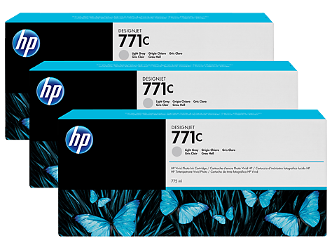 Набор чернильных картриджей HP 771 Light Grey (светло-серый, 775мл.), 3 шт.