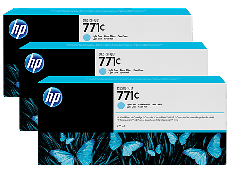 Чернильный картридж HP №771 DesignJet Z6200, светло-голубые, тройная упаковка, 775 мл