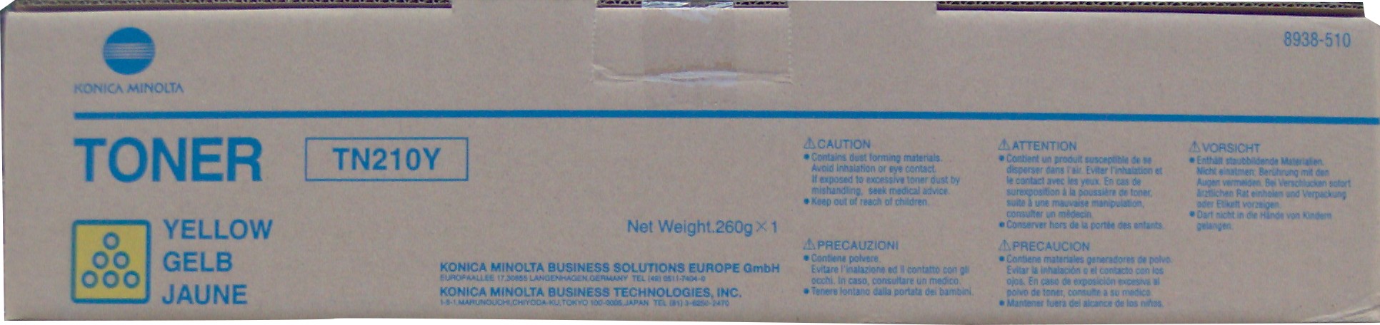 Тонер-картридж Konica-Minolta Bizhub C250 type TN-210Y Yellow, 12000стр.