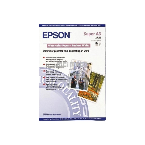 Фотобумага матовая Epson Water Color Paper - Radian White, A3+, 190г/м2, 20 листов