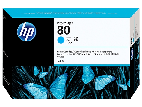 Чернильный картридж HP №80 DesignJet 1050, 1050C, 1055, 1055CM, голубой, 175мл