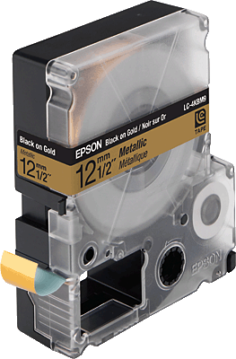 Термотрансферная лента Epson LC-4KBM9 металлик (лента-золотая, текст-черный, 12мм, 9м)